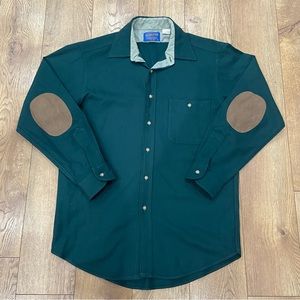 Vintage Men's Wool Button Up Leather Elbow Patch